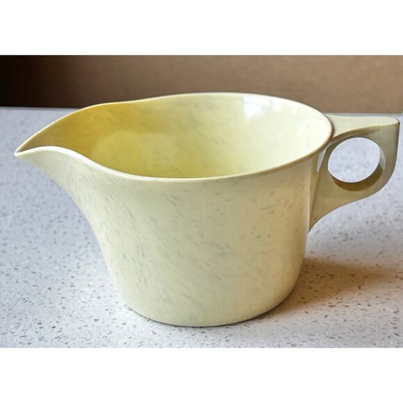 Imperial Ware Melamine Speckled Yellow Creamer Sugar Dish & Lid MCM Melmac - Picture 7 of 7